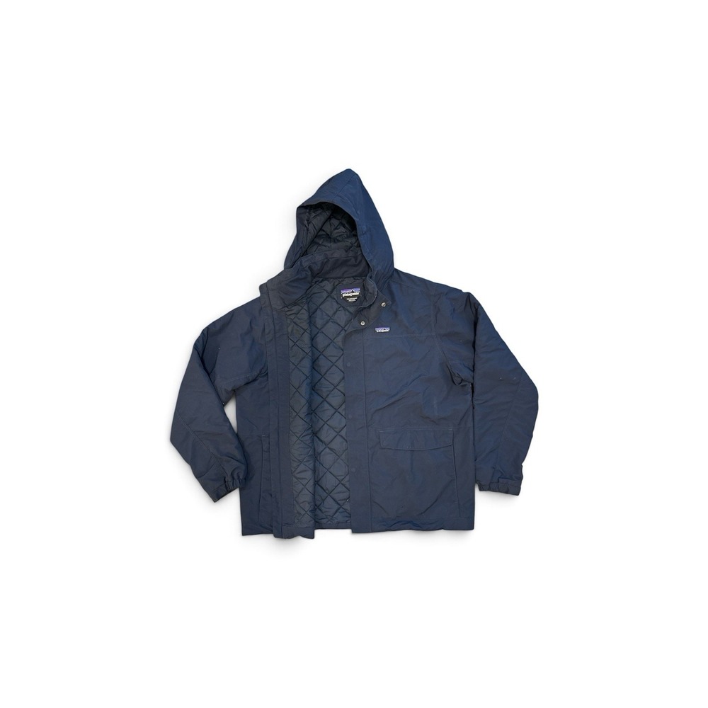Patagonia Light Storm Jacket Blue SzXXL Diamond QUILTED Inner Pattern Hooded Zip